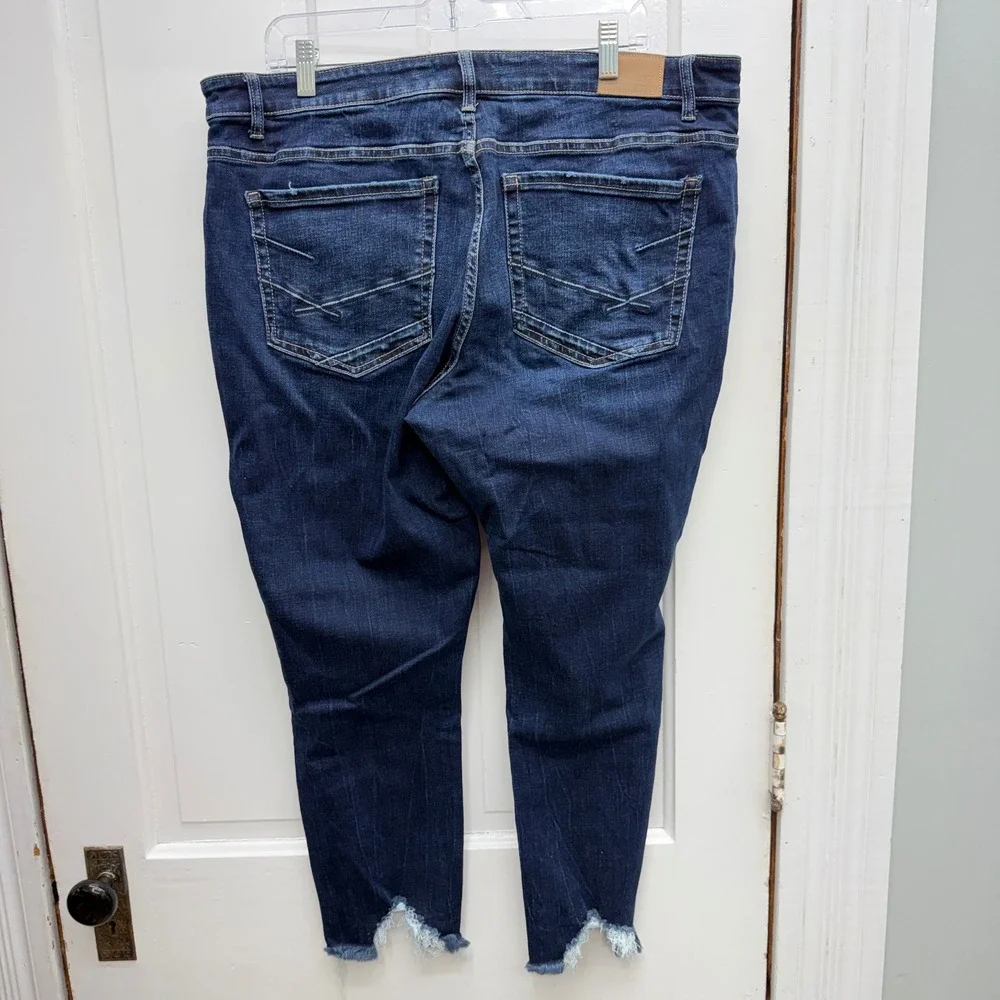 BKE Payton Womens 36 x 27 Mid Rise Ankle Skinny Denim Jeans Raw Frayed Hem